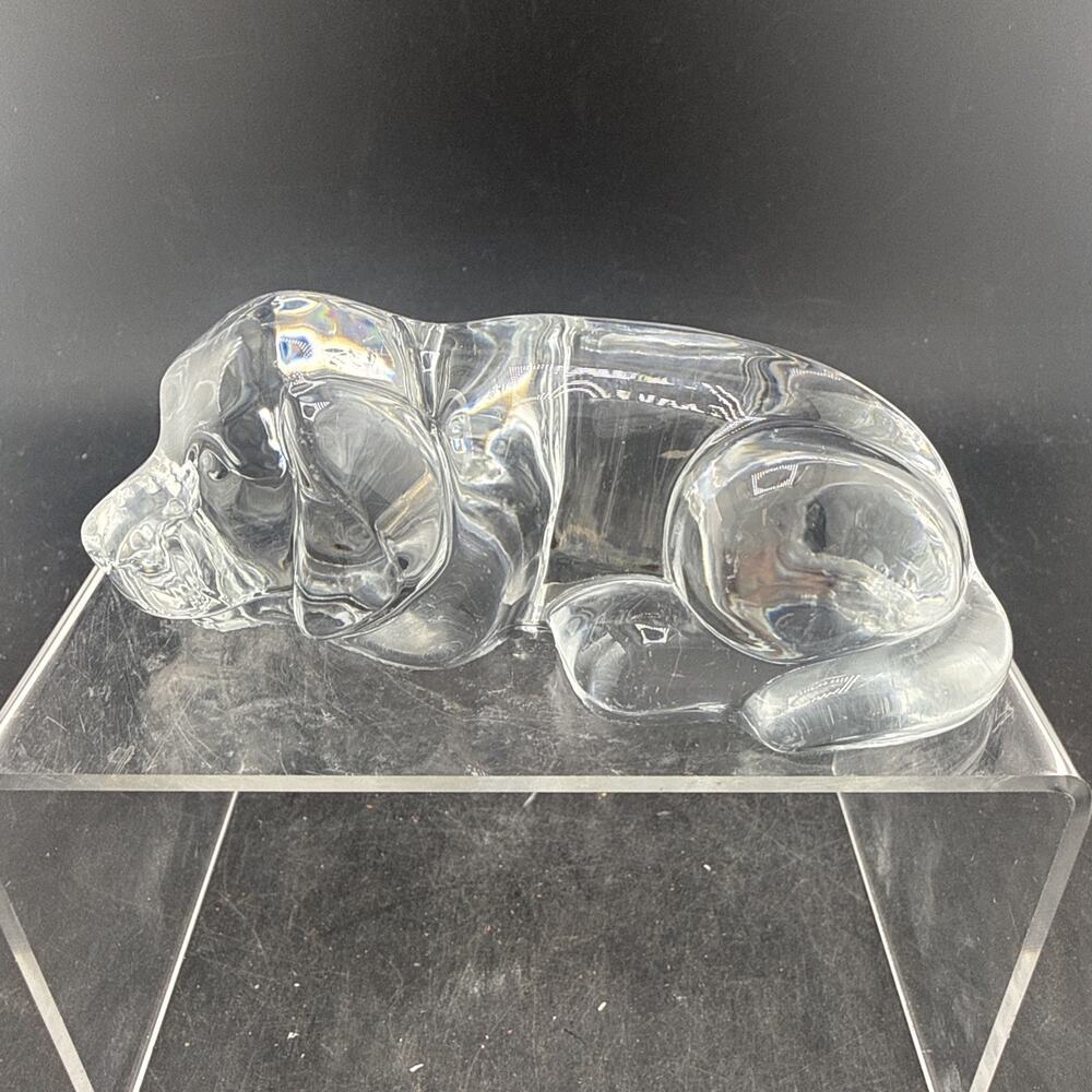 Vintage Princess House 24% Lead Crystal Sleeping Puppy Paperweight